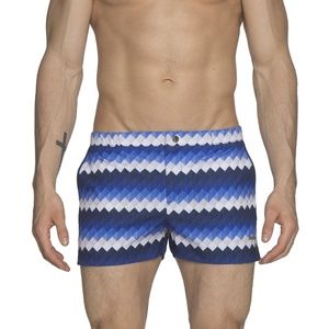 Parke & Ronen 2" Swim Trunk 32 Diamond Stripe Blue